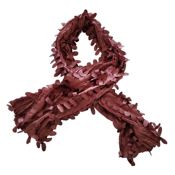 Cool Whimsigoth Eclectic Frilly Brown Laser Cut Long Scarf 64" x 14" Length - Picture 5 of 9